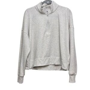 DSG Quarter Zip Sweatshirt Women Medium Gray Mock Neck Athleisure Pullover